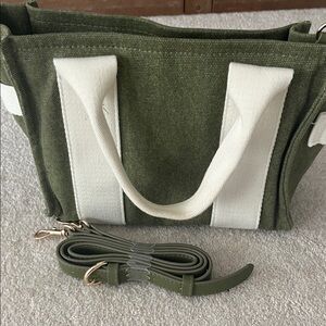 Universal Thread Olive Green Mini Canvas Tote with White Straps